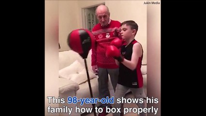 فيديو.. عجوز في الـ98 حاول استعراض مهارته في الملاكمة.. والنتيجة؟!