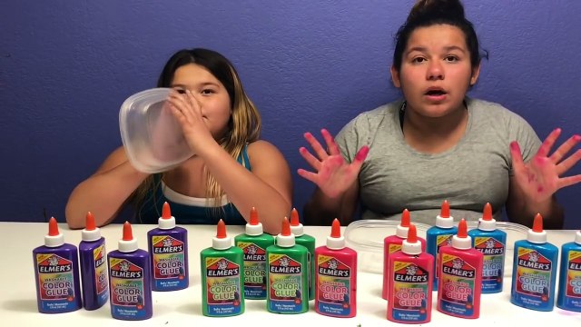 NEW ELMER'S WASHABLE COLOR GLUE - MAKING FOUR GIANT SLIMES