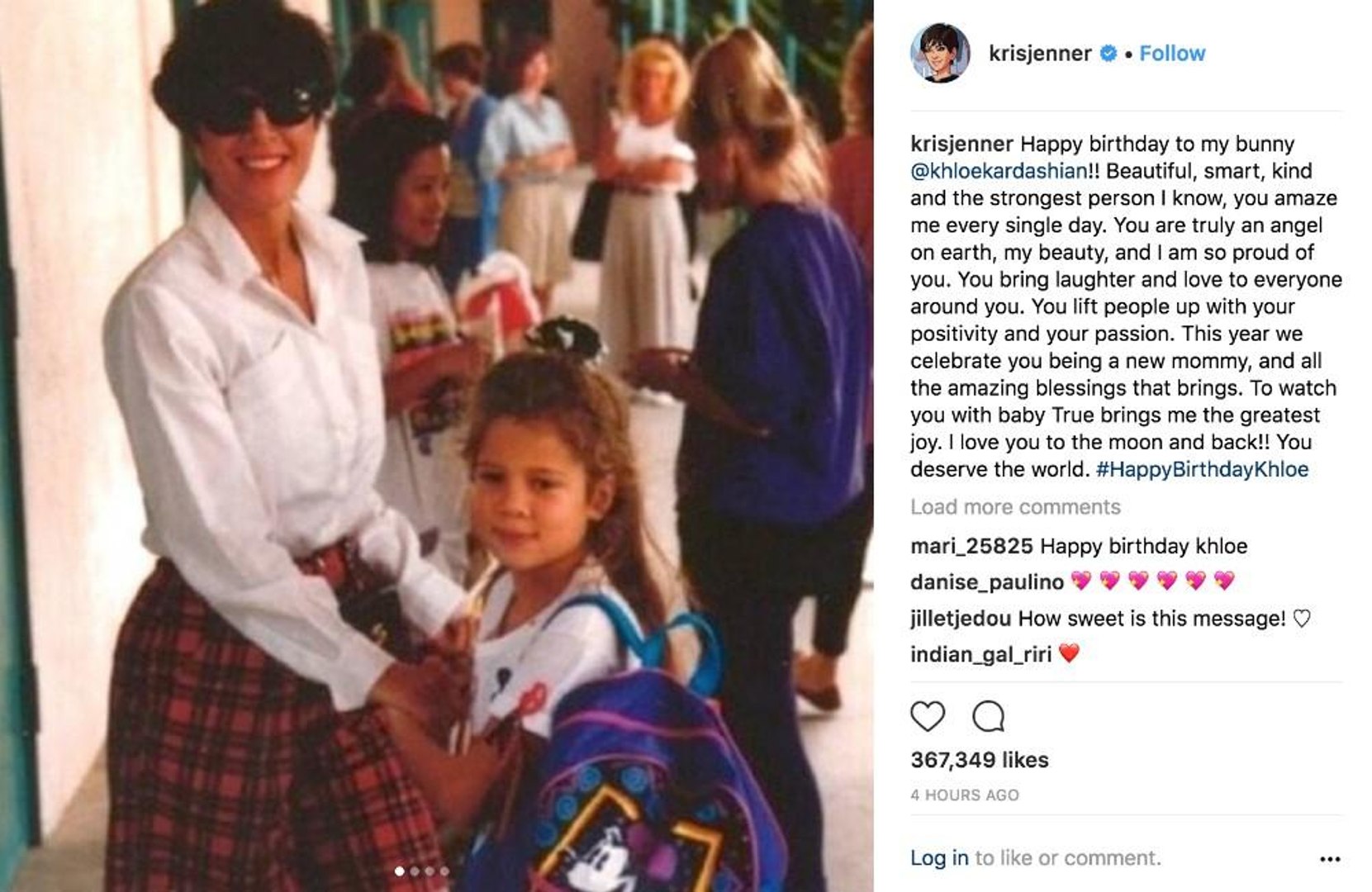 Kris Jenner S Touching Birthday Tribute To Khloe Kardashian