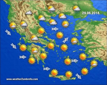 Η πρόγνωση του καιρού για την Παρασκευή 29-6-2018