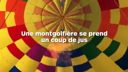 Une montgolfière se prend une ligne à haute tension