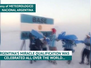 Antarctic Argentinians brave the cold to celebrate Rojo winner