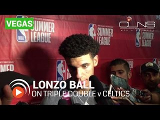 LONZO BALL on triple double in LAKERS loss to CELTICS