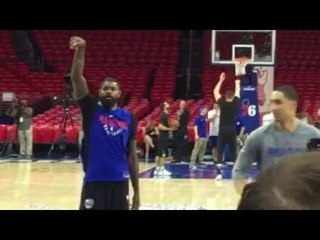 JOEL EMBIID draining jump shots prior to Game 4