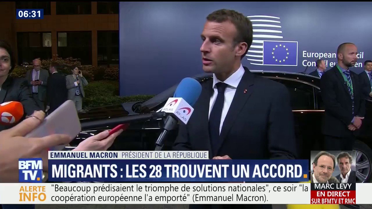 Accord sur les migrations: "Nous avons réussi à obtenir une solution européenne" (Macron)
