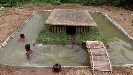 Primitive Technology Build Swimming Pool Around Underground House