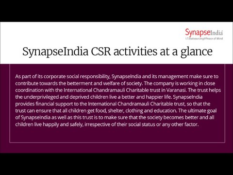 SynapseIndia CSR are towards helping others in society
