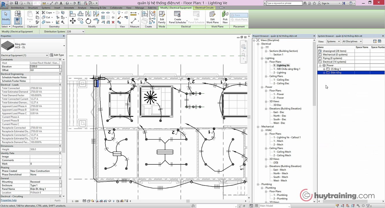 18.  Quản lý hệ thống điện trong Revit MEP mp4