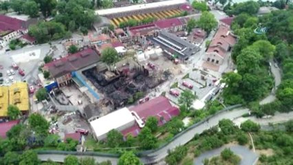 Beykoz'daki Eski Kundura Fabrikasında Çıkan Yangın Havadan Görüntülendi