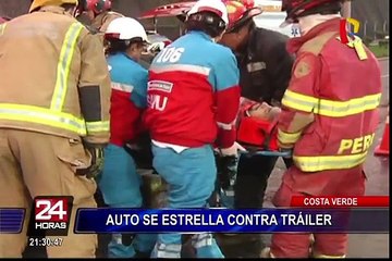 Magdalena: cámaras registran causas del choque entre auto y tráiler en la Costa Verde