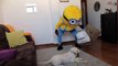 Dog Surprised by Giant Minion Prank Funny Puppy Bailey