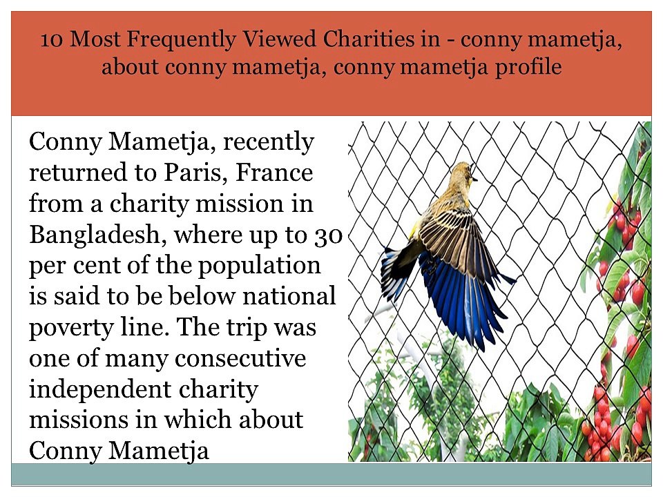 International Day of Charity 5 September in Bangladesh- conny mametja, about conny mametja, conny mametja profile