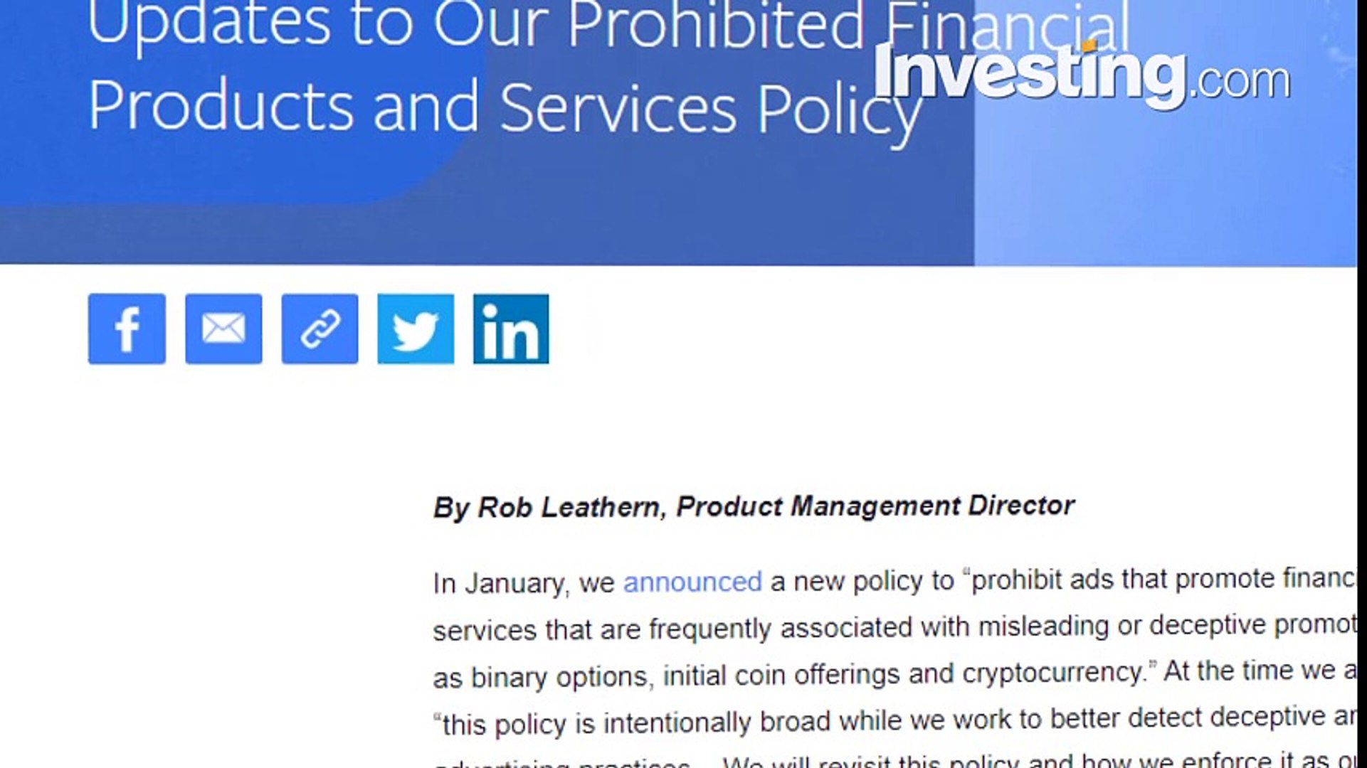 Facebook Drops Blanket Ban On Cryptocurrency Ads