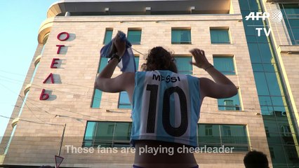 Argentina fans offer moral support outside the team hotel