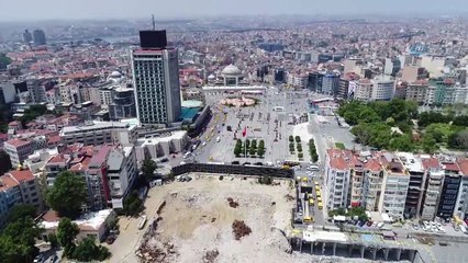 Taksim'de Yıkımı Tamamlanan AKM'nin Son Hali Havadan Görüntülendi