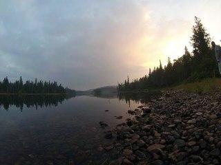 sunset at Rabbit Blanket lake, Lake Superior provincial park