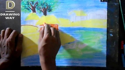 oil pastel colour nature drawing #16