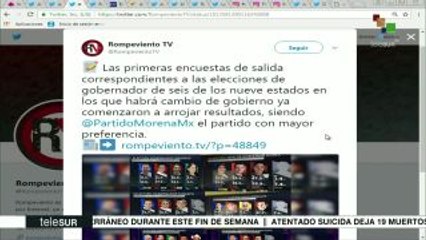 México: partido MORENA lidera encuestas de salida en 4 estados