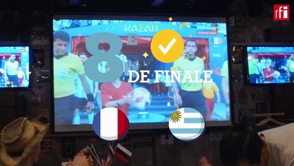La joie des supporters français après la victoire de la France face à l'Argentine