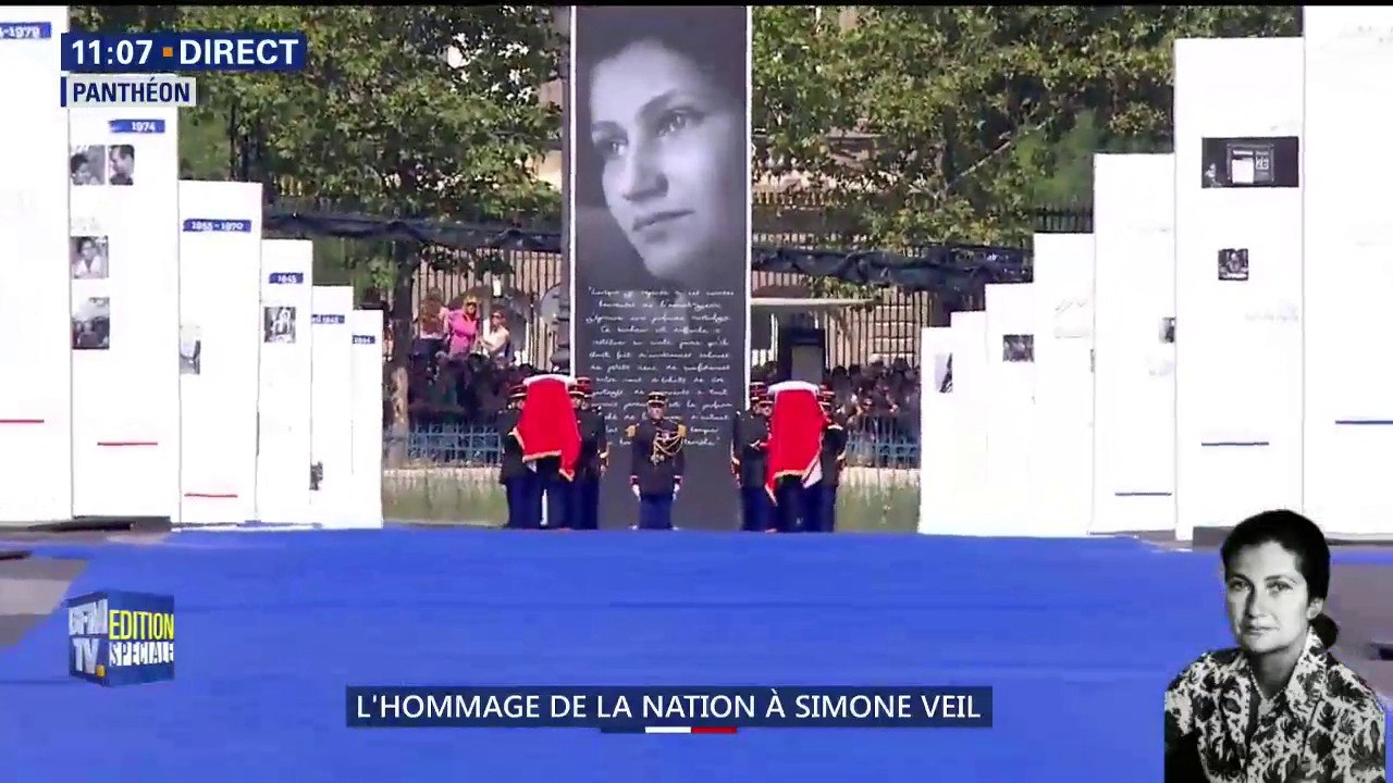 Panthéon: les deux cercueils remontent la rue Soufflot accompagnés de la voix de Simone Veil