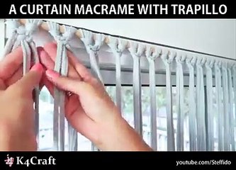 A CURTAIN MACRAME WITH TRAPILLO via: STEFFIDO, youtube.com/steffido