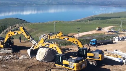 Most Extreme Heavy Equipment Operator Working With Massive Rock