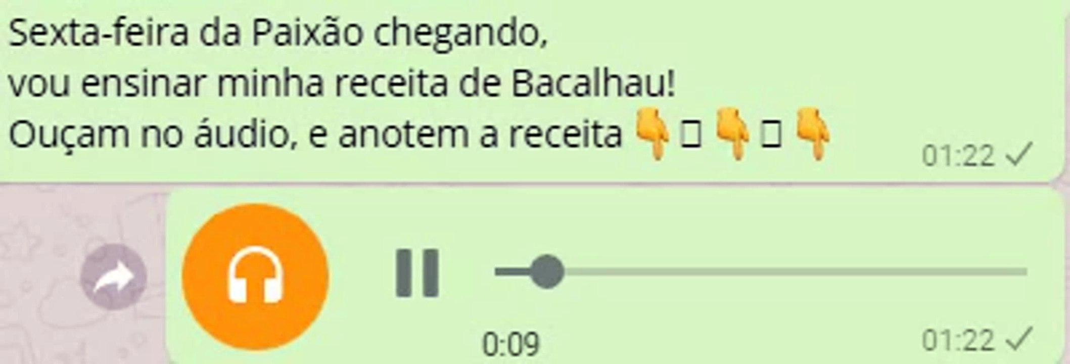 Áudio WhatsApp - A RECEITA DE BACALHAU (Cantada)