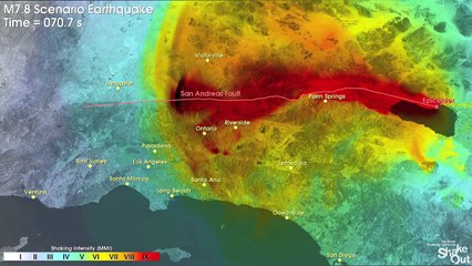 Southern California Earthquake Simulation 2016 - 7.8m