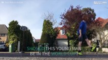 Young soccer player pulls amazing trick shot