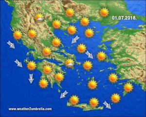 Η πρόγνωση του καιρού για την Κυριακή 1-7-2018