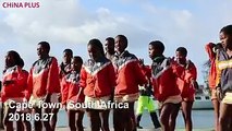 This distinctive dance performed by South African young children was seen at the local naval base in Simon's Town, Cape Town, as a welcome to the 28th Chinese n