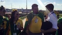 Fan frenzy: A failed attempt by Xinhua reporter Michael Place to interview Brazil supporters before their World Cup match against Serbia.