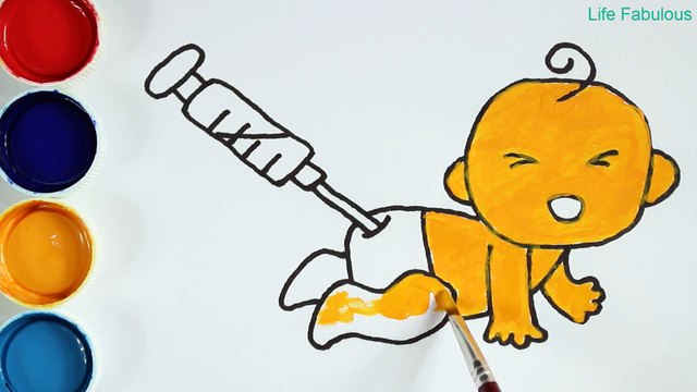Dessiner et couleur Injections de poupée bébé pleurer - Coloriages pour enfants - Art couleurs pour enfants