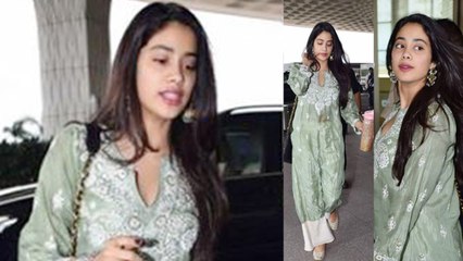 Jhanvi Kapoor looks COOL in her 'Lakhnavi Kurta' at Airport | FilmiBeat