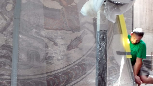 Retour de la mosaïque de Neptune au Musée des Beaux-Arts de Besançon, après restauration (3/4)