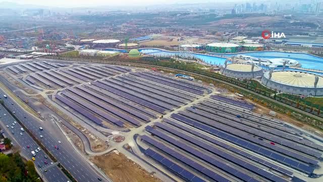 Altı Otopark Üstü Güneş Enerjisi Tarlası...güneş Enerji Santrali Havadan Görüntülendi