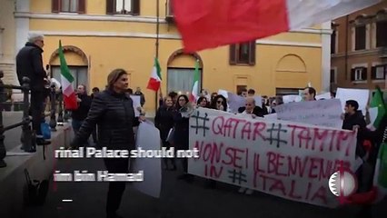 مظاهرات أمام البرلمان الإيطالى احتجاجا على زيارة تميم