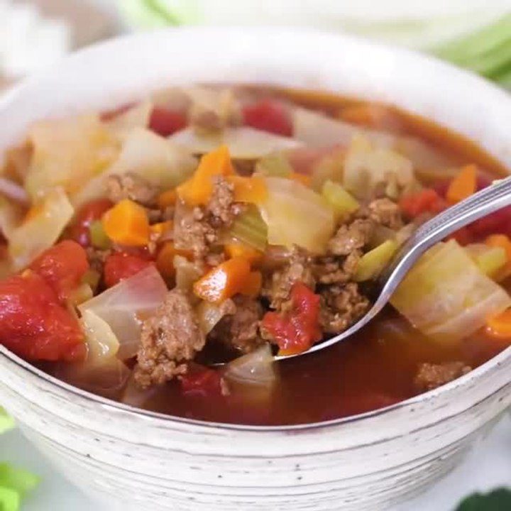 Chunky Beef, Cabbage and Tomato Soup (Instant Pot or Stove Top)