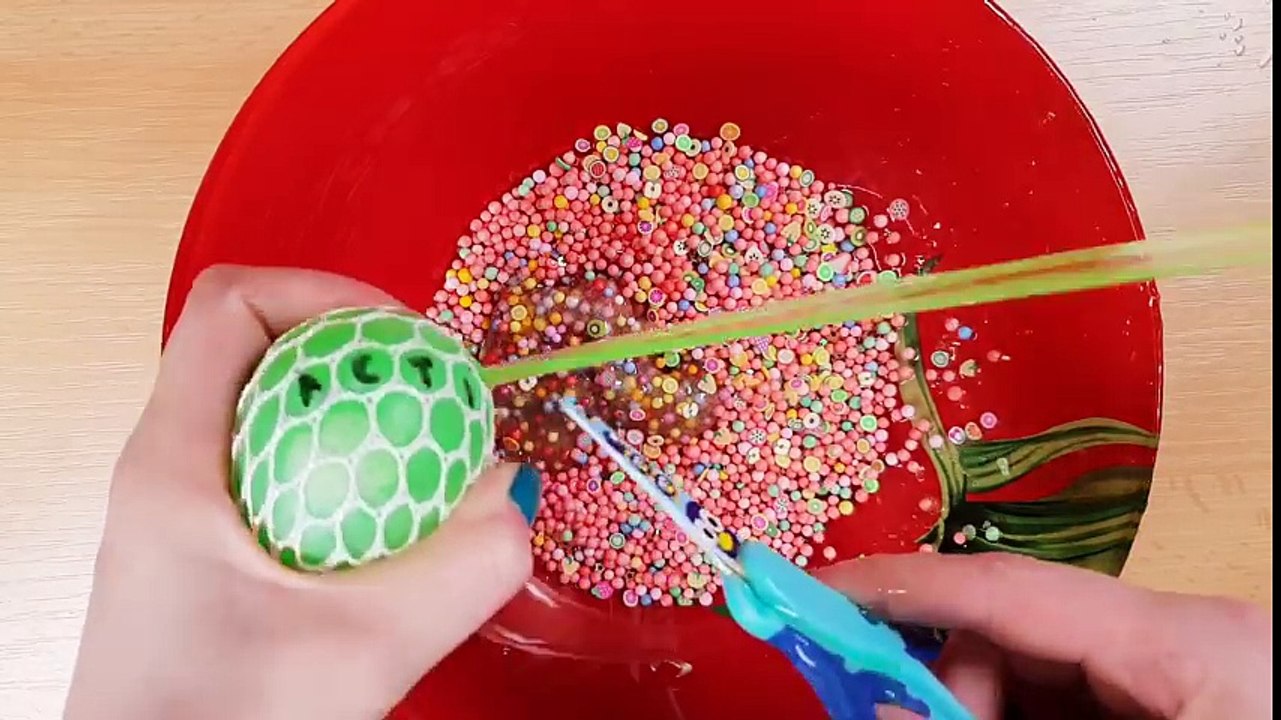 Making Slime With Stress Balls - Mixing Ingredients & Slime