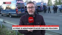 Gilets jaunes: Le Pont d'Aquitaine évacué pour la troisième fois de la journée par des policiers qui coursent les manifestants