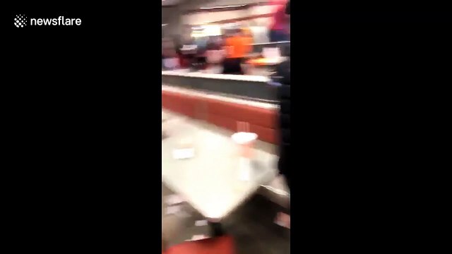 Trash strewn across Houston fast food restaurant after epic high-school food fight