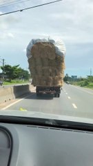 Overloaded Truck Hauling Hay