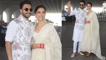 Deepika Padukone & Ranveer Singh look ethereal in White as they leave for Bangalore | Boldsky