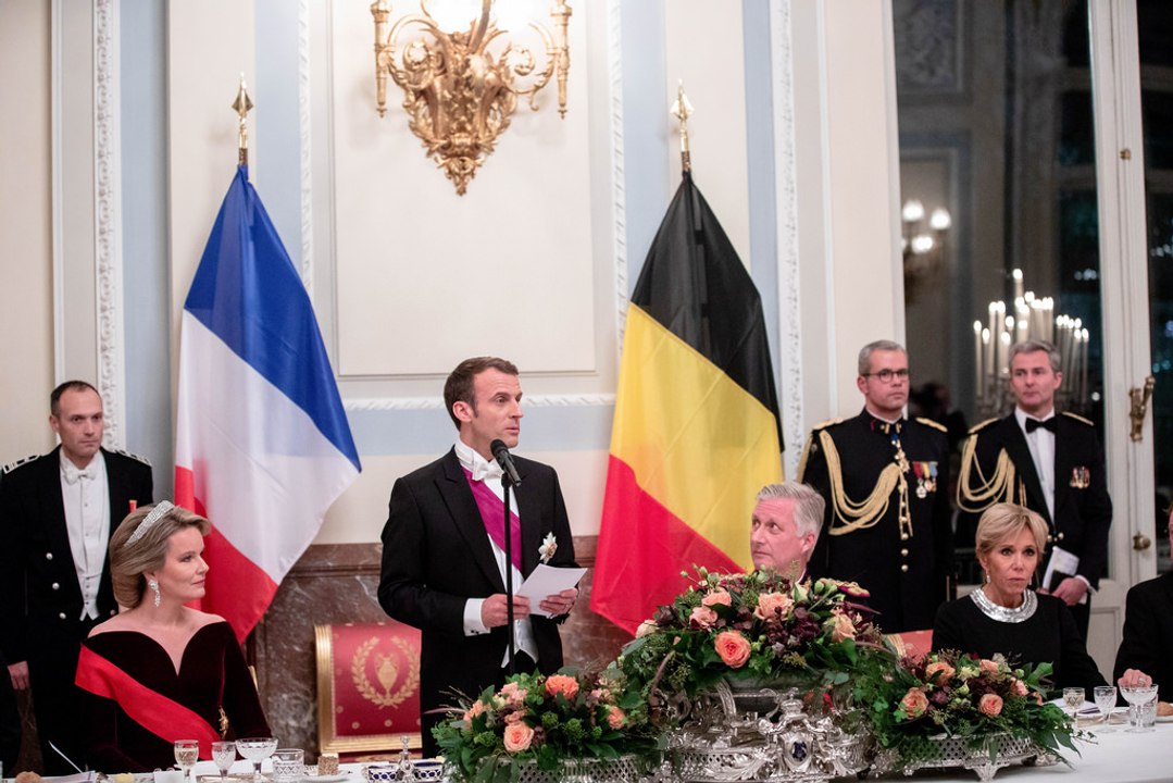 Toast du Président de la République, Emmanuel Macron lors du dîner d’État à Bruxelles en Belgique