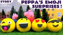 Peppa Pig with Surprise Play Doh Emoji Faces, with a Fun Toy inside including Disney Frozen Princesses and Micky Mouse - A Fun Toy Story for Kids