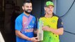 India VS Australia 1st T20: Virat Kohli, Aaron Finch pose with trophy ahead of match |वनइंडिया हिंदी