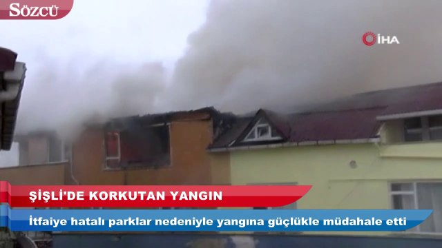 Şişli'de 9 katlı binanın çatısı alev alev yandı