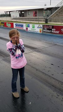 Girl's Shoes Stuck to Racetrack