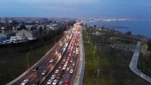 Avrasya Tüneli'nin Girişindeki Trafik Çilesi Havadan Görüntülendi