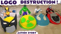 Superhero Play Doh Logo Destruction with Marvel Avengers 4 superheroes helping Thomas and Friends take Logos from Star Wars Darth Vader